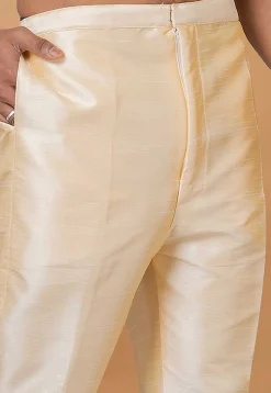 Solid Color Dupion Silk Pant in Light Beige