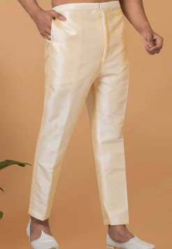 Solid Color Dupion Silk Pant in Light Beige