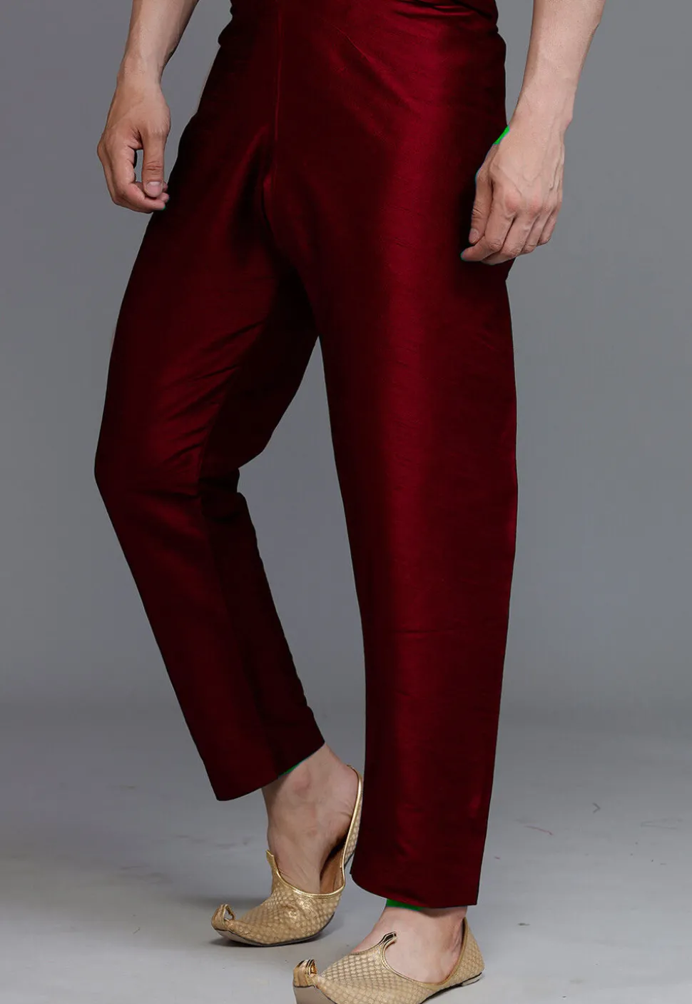 Solid Color Dupion Silk Pajama in Maroon