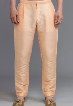 Solid Color Dupion Silk Pant in Peach