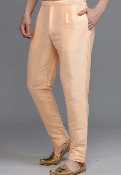 Solid Color Dupion Silk Pant in Peach