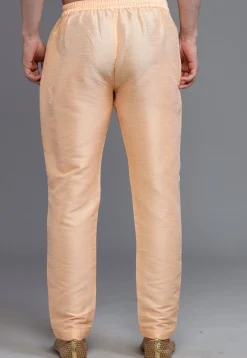Solid Color Dupion Silk Pant in Peach