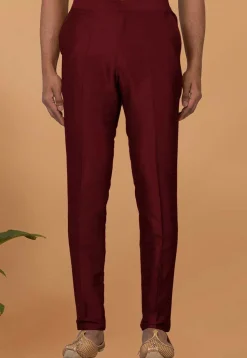Solid Color Dupion Silk Pant in Maroon