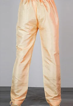 Solid Color Dupion Silk Pajama in Light Beige