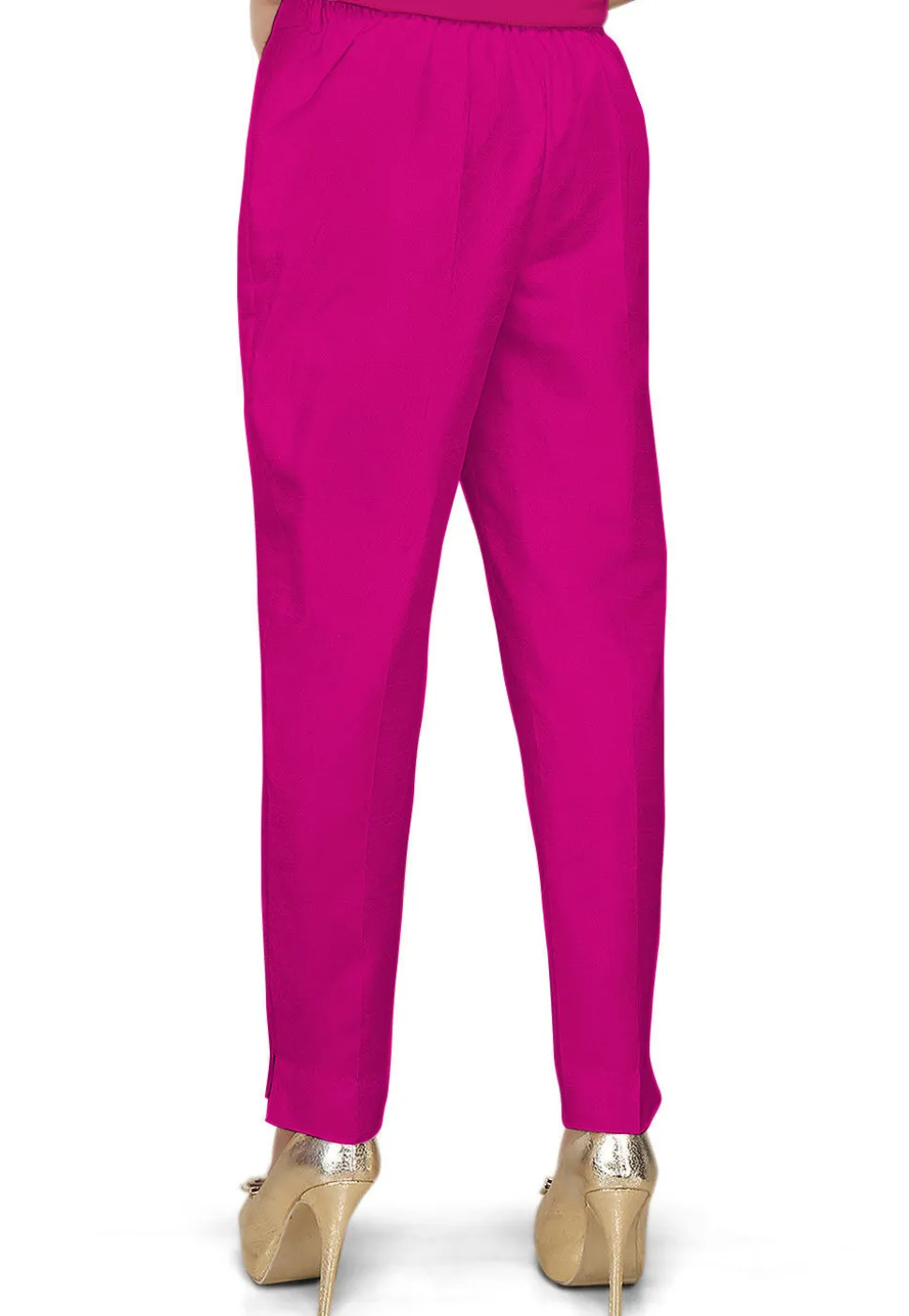 Solid Color Dupion Silk Pant in Fuchsia