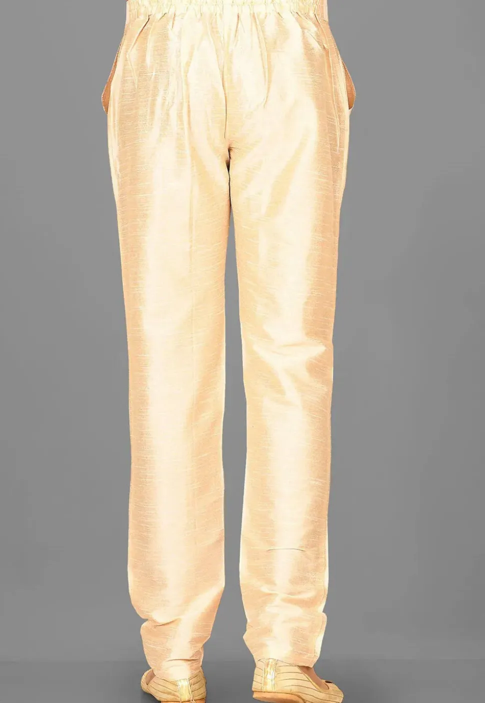 Solid Color Dupion Silk Pajama in Light Beige