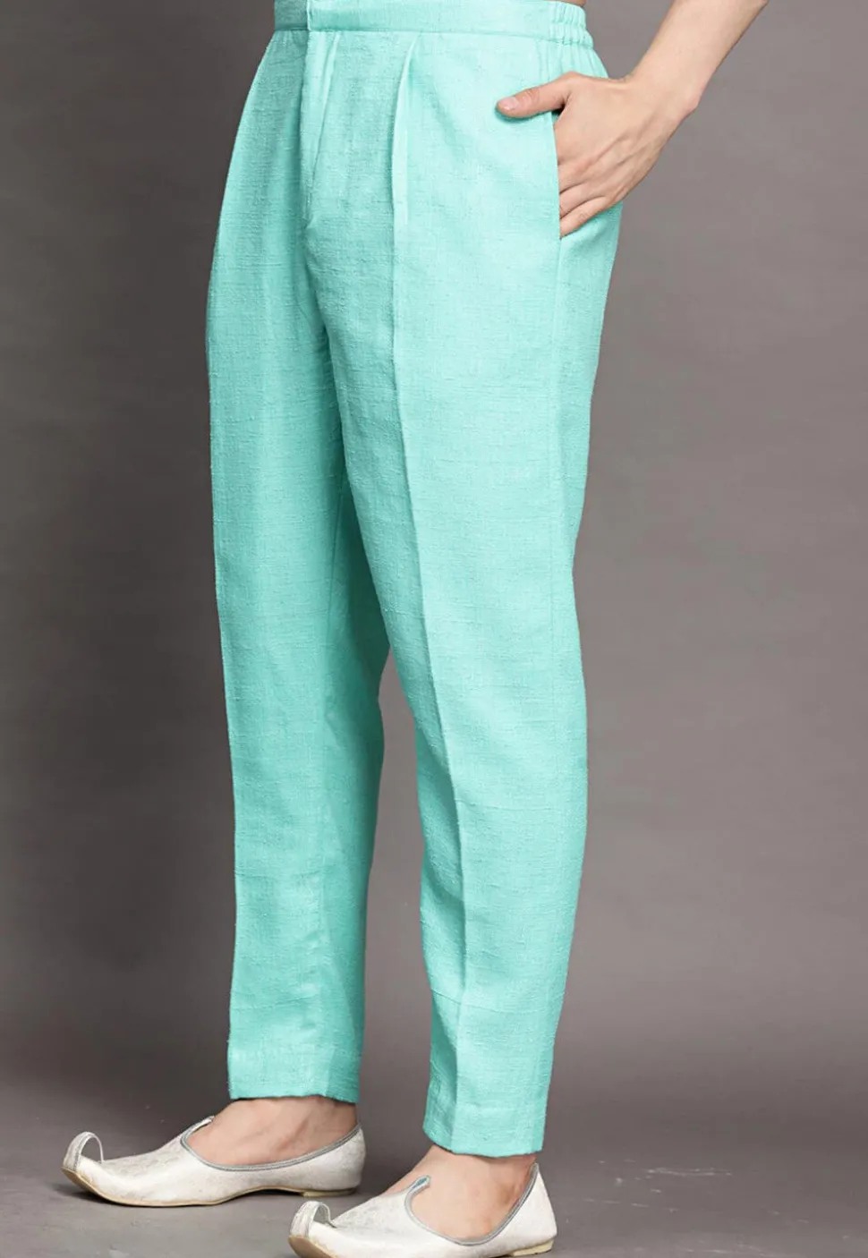 Solid Color Dupion Silk Pajama in Turquoise