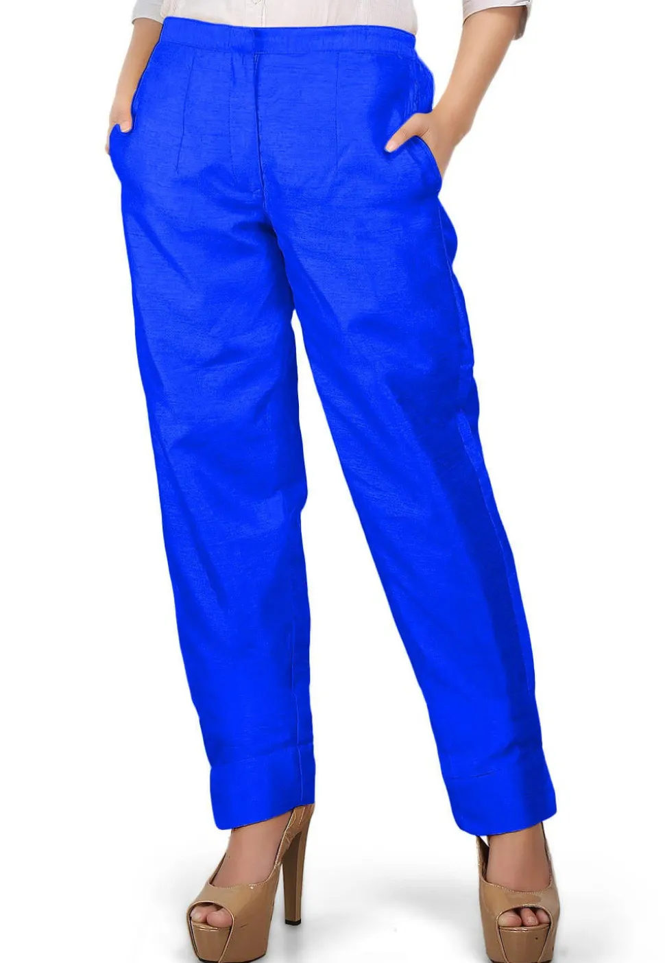 Solid Color Dupion Silk Pant in Royal Blue