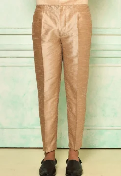 Solid Color Dupion Silk Pant in Beige