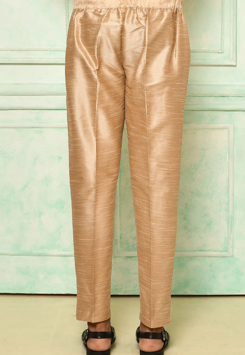 Solid Color Dupion Silk Pant in Beige