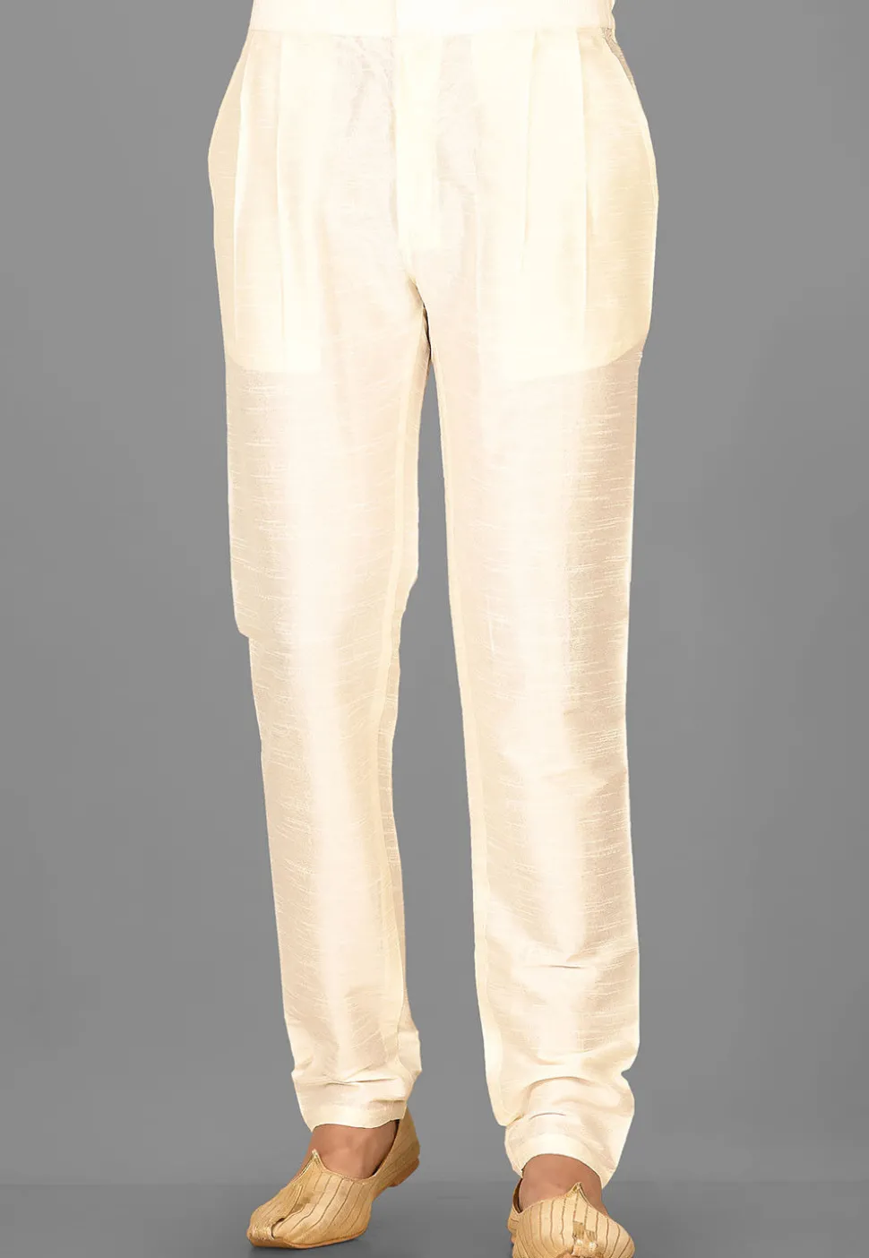 Solid Color Dupion Silk Pant in Cream
