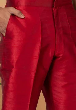 Solid Color Dupion Silk Pant in Red
