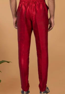 Solid Color Dupion Silk Pant in Red