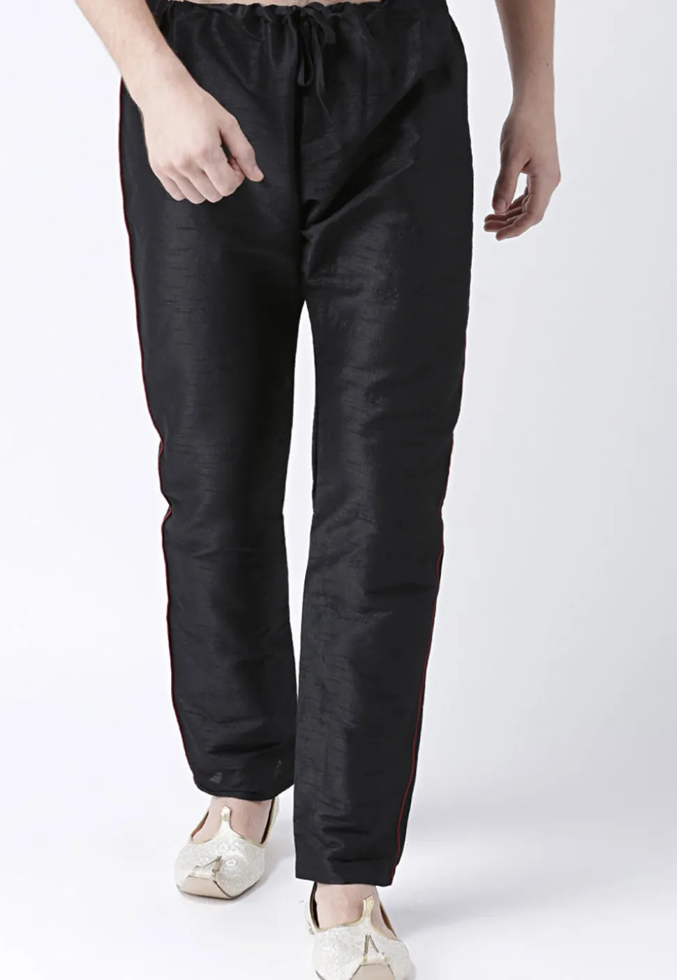Solid Color Dupion Silk Pant in Black