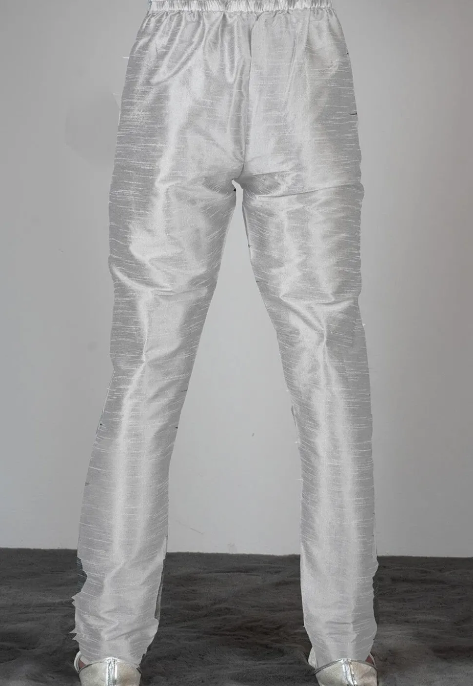 Solid Color Dupion Silk Pajama in Grey