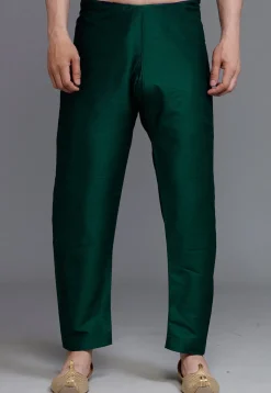 Solid Color Dupion Silk Pajama in Dark Green