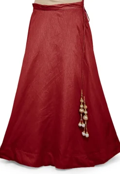 Solid Color Dupion Silk Skirt in Maroon
