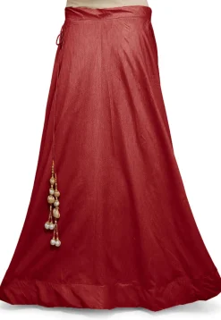 Solid Color Dupion Silk Skirt in Maroon