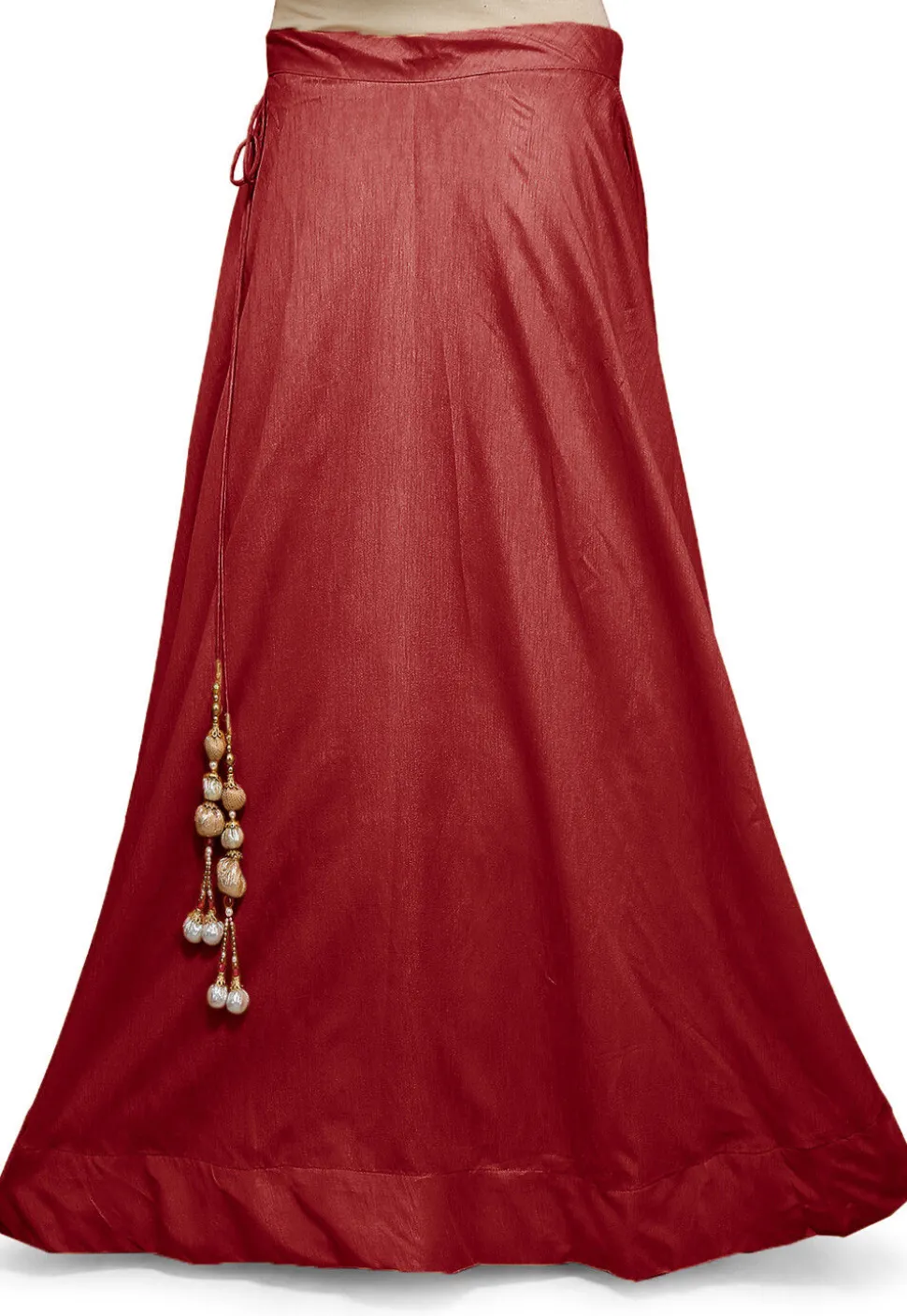 Solid Color Dupion Silk Skirt in Maroon