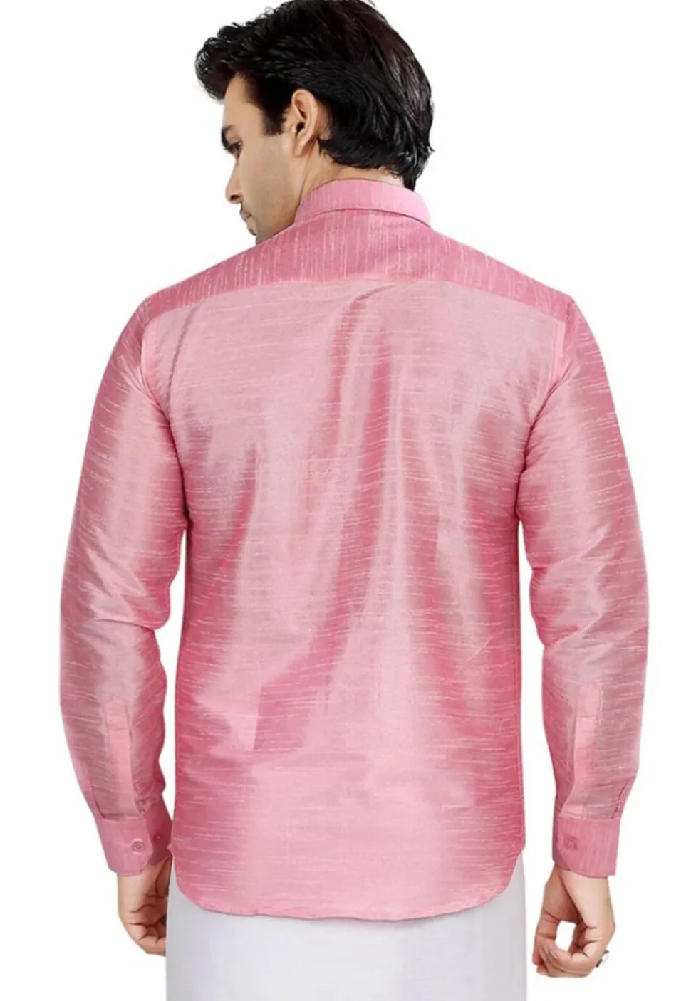 Solid Color Dupion Silk Shirt in Pink