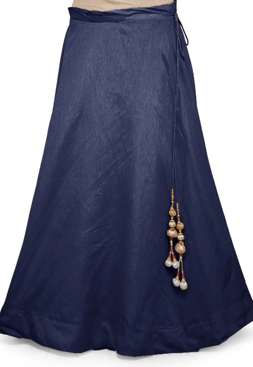 Solid Color Dupion Silk Skirt in Navy Blue
