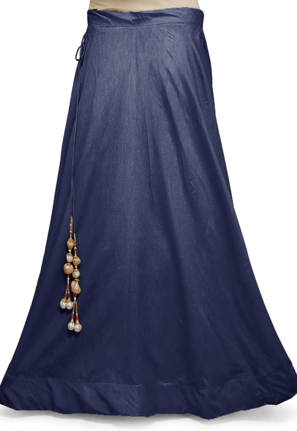 Solid Color Dupion Silk Skirt in Navy Blue