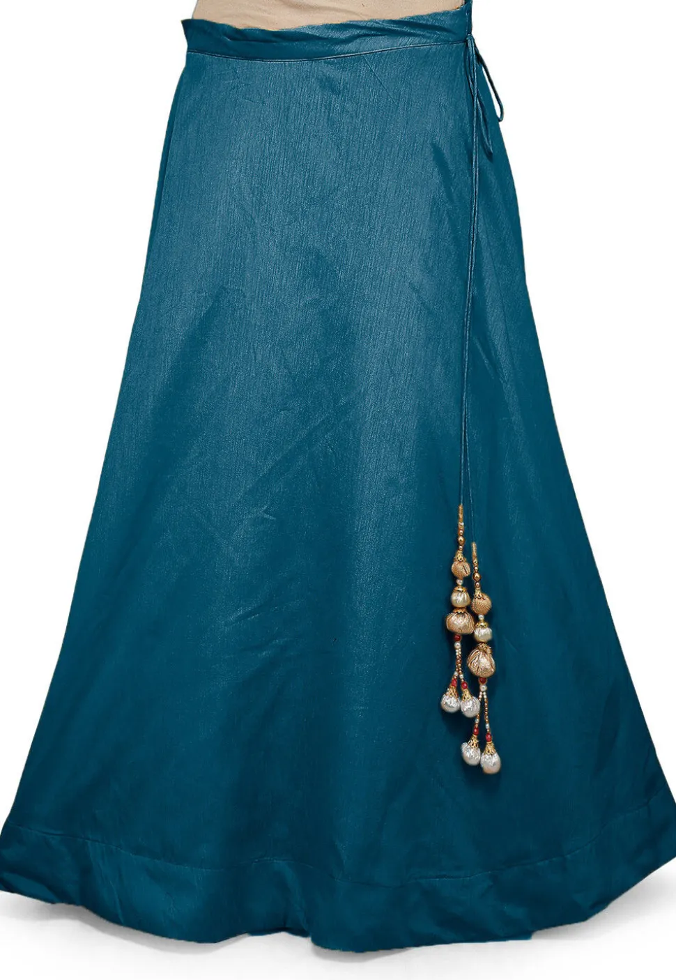 Solid Color Dupion Silk Skirt in Teal Blue