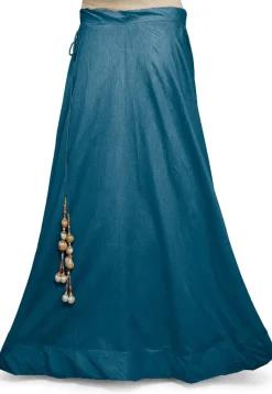 Solid Color Dupion Silk Skirt in Teal Blue