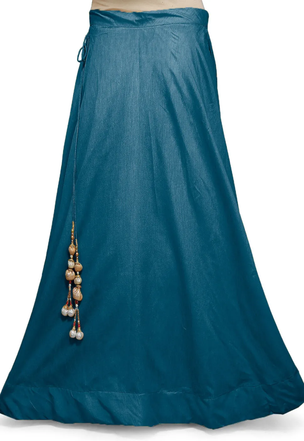 Solid Color Dupion Silk Skirt in Teal Blue