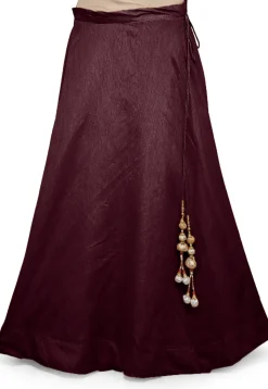 Solid Color Dupion Silk Skirt in Wine