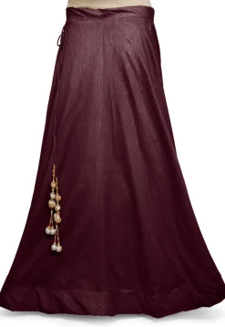 Solid Color Dupion Silk Skirt in Wine