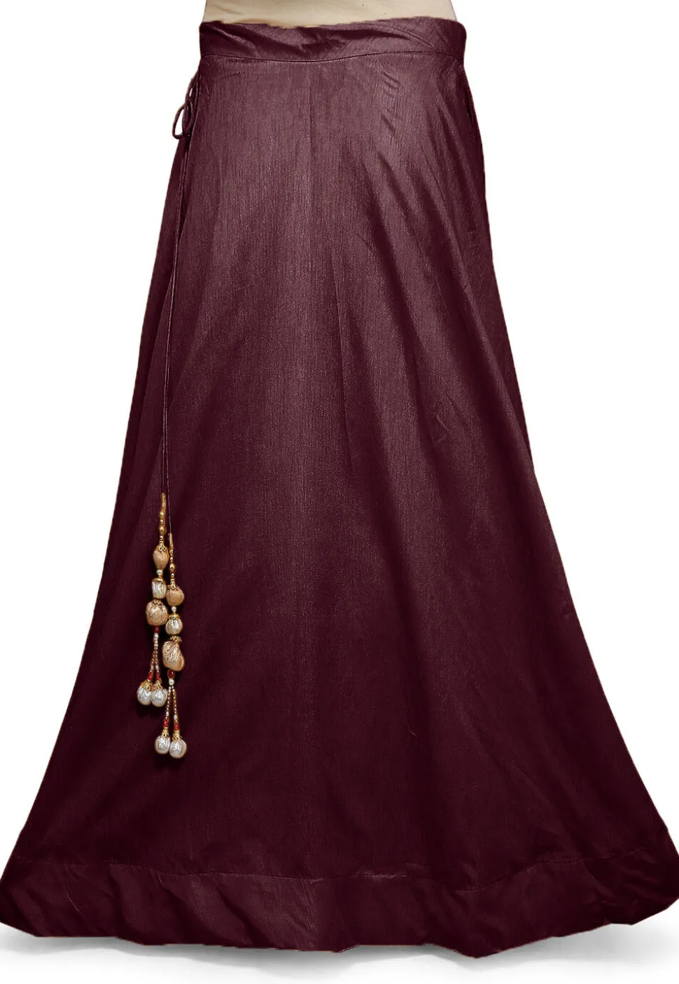 Solid Color Dupion Silk Skirt in Wine