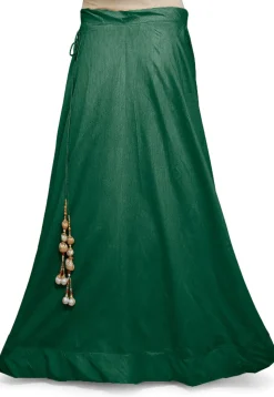 Solid Color Dupion Silk Skirt in Dark Green