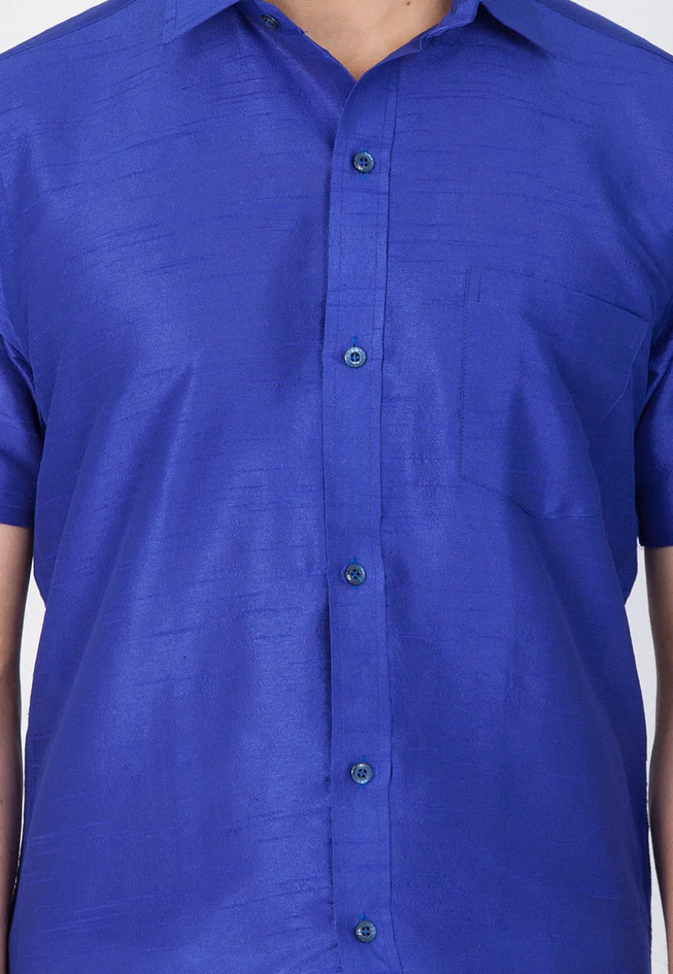 Solid Color Dupion Silk Shirt in Royal Blue