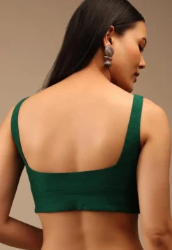 Solid Color DupionBlouse in Dark Green