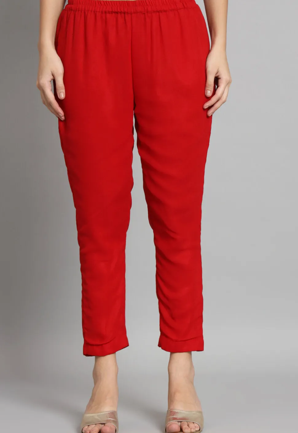 Solid Color Georgette Aline Suit in in Red