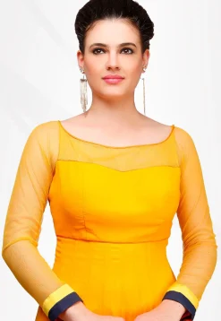Solid Color Georgette Anarkali Suit in Yellow