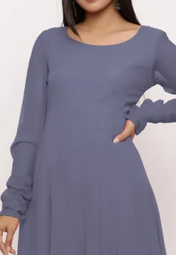 Solid Color Georgette Anarkali Kurta in Grey