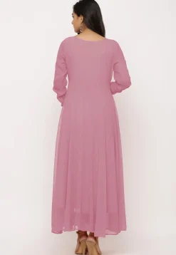 Solid Color Georgette Anarkali Kurta in Baby Pink