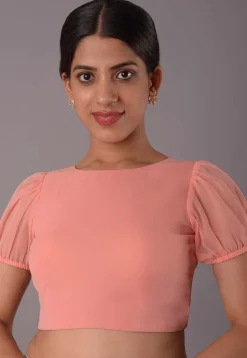 Solid Color Georgette Blouse in Peach