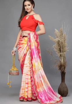 Solid Color Georgette Blouse in Red