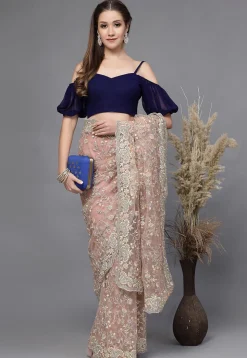 Solid Color Georgette Blouse in Navy Blue