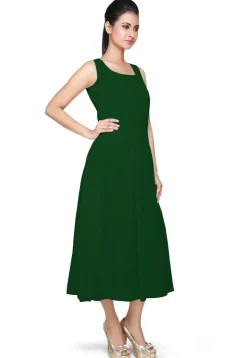Solid Color Georgette Dress in Dark Green