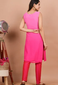 Solid Color Georgette Pakistani Suit in Fuchsia