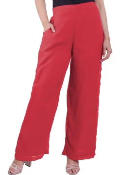 Solid Color Georgette Palazzo in Coral Pink