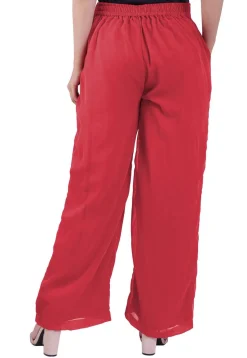 Solid Color Georgette Palazzo in Coral Pink
