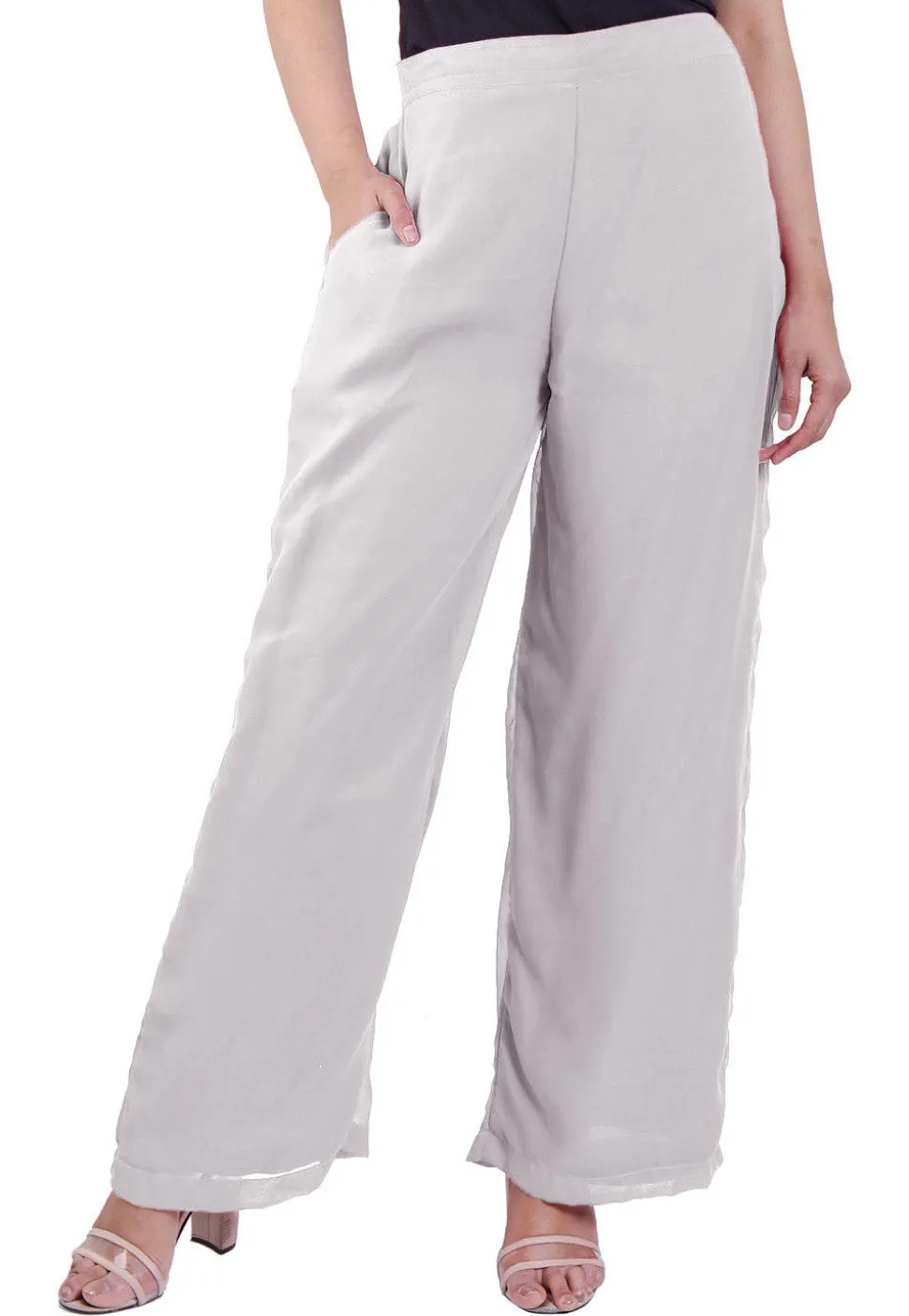 Solid Color Georgette Palazzo in white