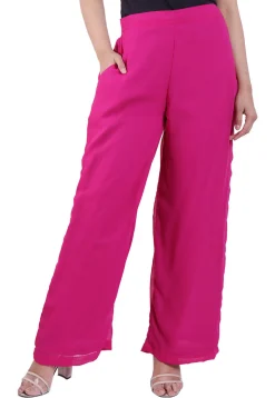 Solid Color Georgette Palazzo in Fuchsia