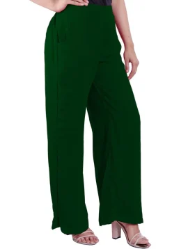 Solid Color Georgette Palazzo in Dark Green