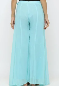 Solid Color Georgette Sharara in Pastel Blue